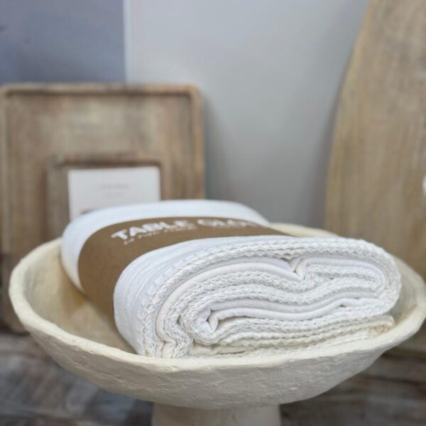 מפת כותנה לבנה איכותית דגם פרובנס 1.50/3.50