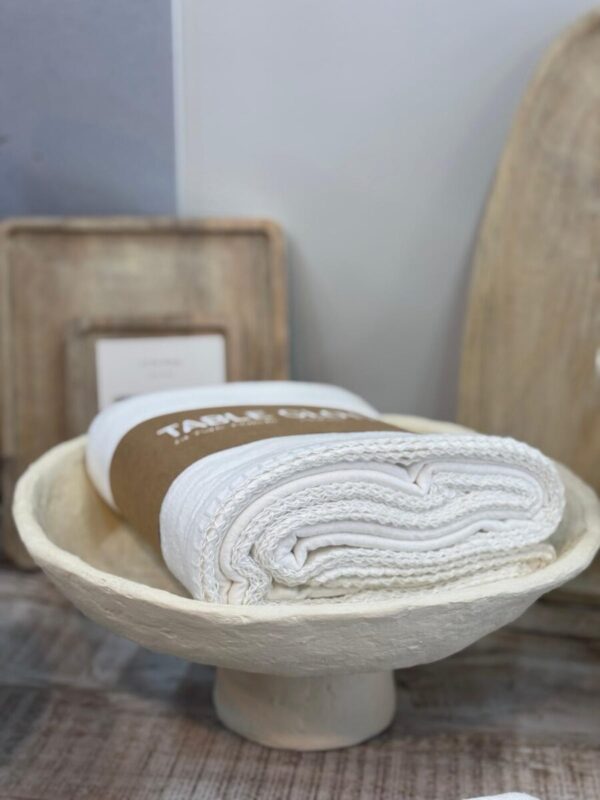 מפת כותנה לבנה איכותית דגם פרובנס 1.50/3.50