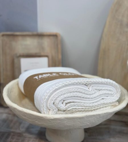 מפת כותנה לבנה איכותית דגם פרובנס 1.50/3.50